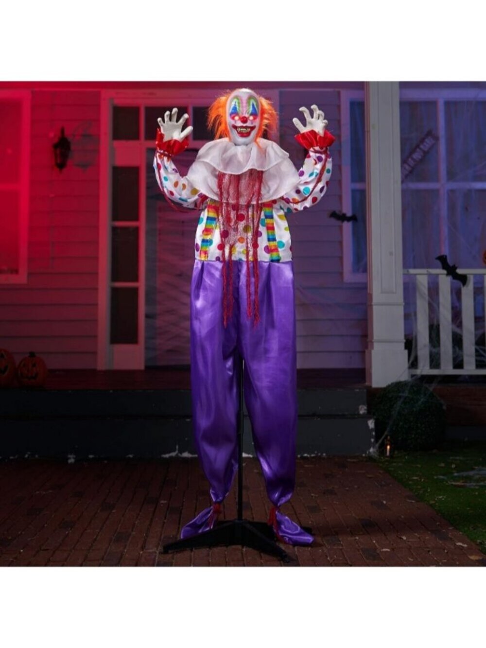 67" Halloween Clown Decorations Scary Animatronic Standing Talking Purple Ghost